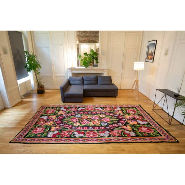 Tapis bohème multicolore en laine, moldave avec motifs floraux